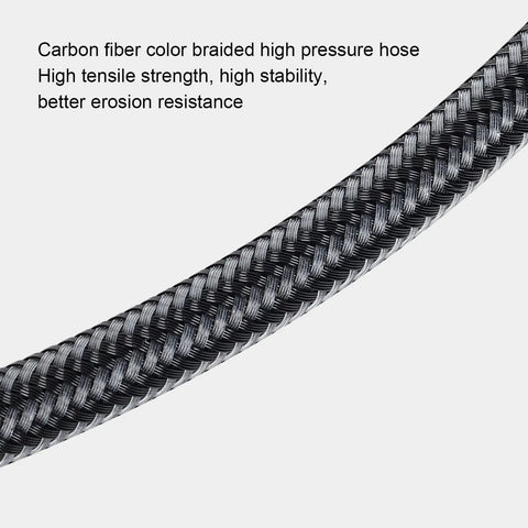 Close-up of carbon fiber weave hose for Night Glow Submersible Diving Pressure Gauge With 360 Degree Rotatable Readout And Pro Grade Performance