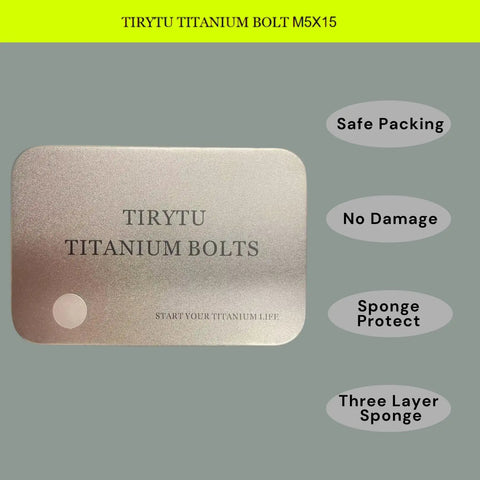 Premium Titanium Bolts M5x15mm Hex Socket Cap Screws With Advanced PVD Coating That Handles Grime Like A Champ While Staying Light As A Feather For Any 4 Pack Setup packaging with protective sponge layers and damage-free features.