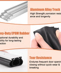 Close-up of Heavy Duty Garage Door Bottom Seal Kit with 16.5Ft EPDM Rubber demonstrating aluminum track and tear resistance features.