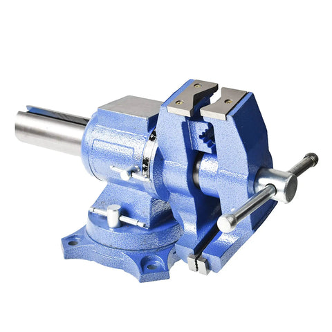 Heavy Duty 6 Inch Multi Jaw Vise With 360 Degree Rotation And Swivel Base, rugged ductile iron construction, angled view
