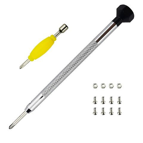 Fingerboard Maintenance Kit With Long Screwdriver And Dual Function Tool 8 Screws And 4 Nuts For Deck And Truck Mounting