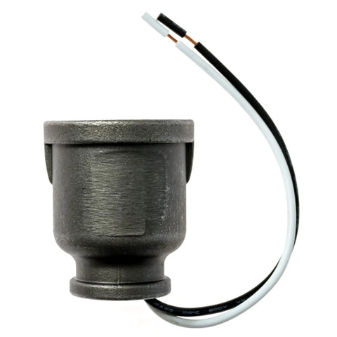 Pipe Lamp Socket For Half Inch NPT Pipe In Black Or Galvanized Finish with 6 Inch 18 Gauge Leads, Steampunk Lighting Fixture