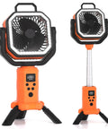 Cordless Portable Standing Fan With 20000mAh Battery, LED Lantern And Remote, orange, telescopic with 4 speed settings