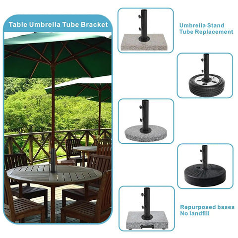 All Weather Granite Outdoor Umbrella Stand Tube Universal Base For Granite Cement Marble Slab Boards Replacement Table Umbrella Tube Bracket Adjustable For 1 To 2 Inch Poles with various base options