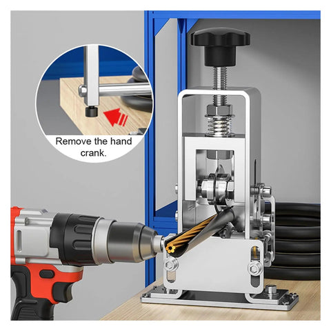 Super Heavy Duty Wire Stripping Machine For Professional Electricians, showing manual crank and drill attachment for 1-25mm wires.