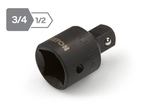 Three Quarter Inch To One Half Inch Drive Impact Reducer Adapter For Impact Drivers, Chrome Vanadium Steel, black oxide finish