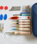 Top view of All In One Starter Punch Needle Embroidery Kit For Adults Beginners With Adjustable Tools And Wooden Handle Pen Set