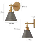 Antique Brass And Black Silver Finish Wall Sconce Lighting Fixture Modern Vintage 1 Light Wall Mounted Lamp dimensions