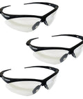 All Day Comfort Hassle Free Safety Glasses With Clear Lenses, UV Protection, Scratch Resistant Finish, Black Frame, Pack Of 3