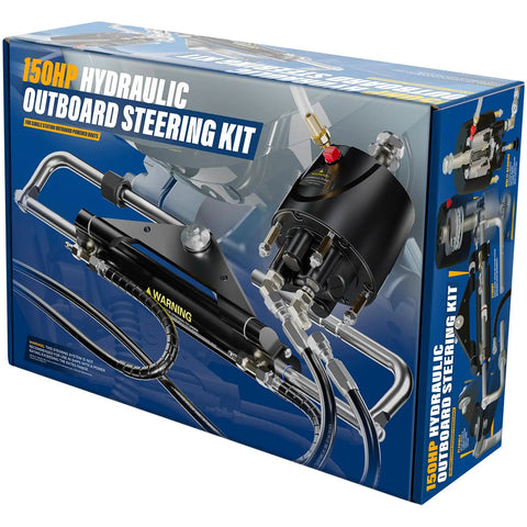 Box of Upgrade Your Boat With A 150HP Hydraulic Outboard Steering Kit for Boats Featuring Electroplated Steering Wheel Helm