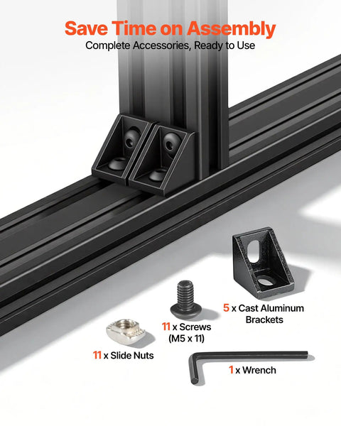 Five Piece 2040 Aluminum Extrusion Profile Kit With 2000 Mm Length And Anodized Black V Slot Linear Rail accessories and tools