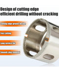 Premium Diamond Coated Hole Saw Bits Set For Drilling Tile Glass Marble Granite And Stone With Cup Shape Design That Provides Smooth Clean Holes Without Chipping Or Cracking While Matching Your Standard Handheld Power Drill For Super Easy Home, diamond hole saw bit close-up