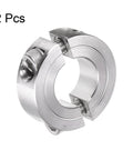 Beefy Two-Piece Clamp-On Shaft Collar For Three Quarter Inch Shaft, One And One Half Inch Outer Diameter, One Half Inch Thick, 304 Stainless Steel Set Screw Style, Durable Split Collar For Positioning, Spacing, Stops And Bearing Applications visible shown in image