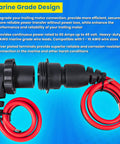 Heavy Duty Trolling Motor Plug And Receptacle Kit For Freshwater And Saltwater Boats Waterproof 8 AWG Connector Socket 60 Amp Up To 48V Marine Battery Accessory With Male And Female Connectors against blue background