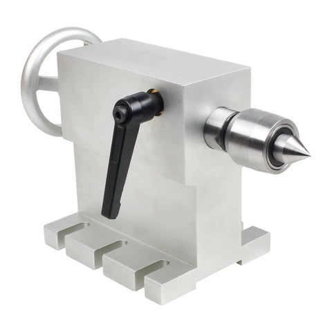 MT2 Tailstock With 100mm Center Height Live Center For Woodworking Lathe Movable Chuck Handle For CNC Router Rotary Table 4th Axis Pro Grade Setup Ready To Go in aluminum.