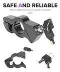 Beefed Up Aluminum Alloy Motorcycle Lock for Handlebar Grips and Brake Levers, Anti Theft Security Device, shown with keys