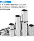 10mm Impact Socket Set with 1/4 and 3/8 inch drives, mirror chrome finish, CR-V steel, shown in various sizes