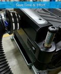 Heavy Duty Magnetic Dust Collection Fittings For 4 Inch Woodwork Shop Vacuums And Tools attached to a vacuum hose.