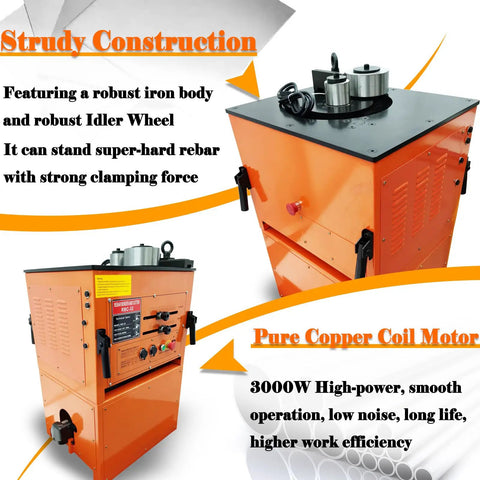 Tough As Nails Electric Rebar Bender Cutter Combo Smashes 1-1/4 Inch Steel Bars With A Sick 3000W Motor, iron body, variable angle stops.
