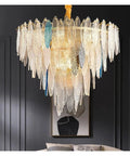 Modern Luxury Round Metal Plate Glass Pendant Light With E14 Base For Foyer And Dining Room Offers Chill Non Glare Ambient Glow To Totally Slay Your Home Decor Setup As Quality Hanging Lamp with textured glass leaves.