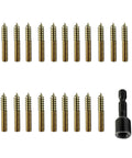 Straight Up Solid 20 Pack Of 5/16-18 X 2 Inch Gold Double Headed Hanger Bolts And Threaded Rod Screws With Driver Bit