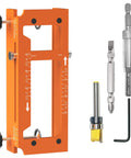 Door Hinge Jig Kit For Hinge Mortising And Door Installation with aluminum template and drill components, 2.5-5 inch doors.