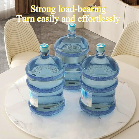 Round Lazy Susan Turntable For Dining Table Rotating Dinner Plate Tray Rock Slab Centerpiece Silent 360 Degree Rotation Easy Glide Bearings White Finish 40 Inch Diameter with water jugs