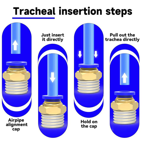 Illustration of 20 Pack Push To Connect Pneumatic Fittings 4mm Tube OD To One Quarter Inch Male Quick Connect Air Line Hose Fittings Accessories