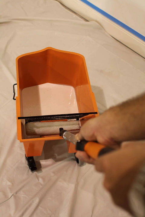 RBC-323 Roll A Bucket With 3 Inch Caster Wheels And Brake 6 Gallon Orange Rolling Bucket used for painter's supplies