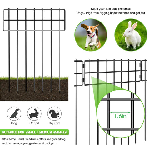 Set Of 25 No Dig Garden Fence Panels, Rustproof Metal Wire, 17 Inches High By 27 Feet Long, Dog And Rabbit Barrier illustration