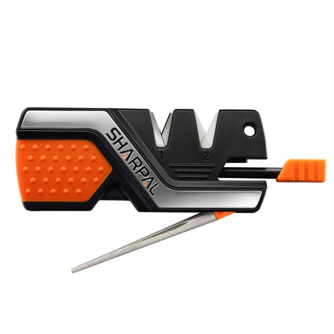 Six In One Pocket Knife Sharpener And Survival Tool With Diamond Rod Sharpening, Fire Starter Ferro Rod, Whistle, And Serrated Blade Hones For Quick Repair Of Knives Outdoors Gear Gift For Campers And Survivalists