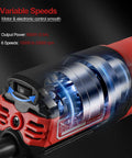 Side view of 6-speed Six Inch Extra Long Extension Electric Die Grinder With Quarter Inch Collet Variable Speed Corded Power Tool