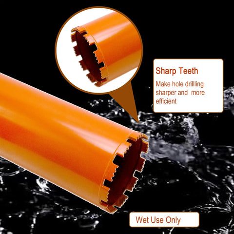 5 Inch Wet Diamond Core Drill Bit For Concrete Reinforced Concrete And Hard Masonry With 1-1/4 Inch To 7 Thread Arbor, close-up view