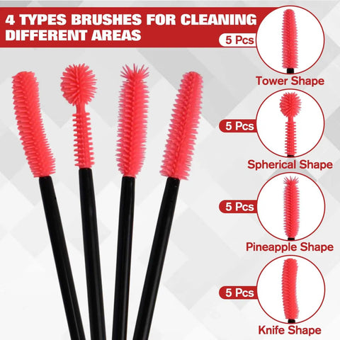 All In One Sewing Machine Cleaning Kit With 35 Pieces Including Silicone Bristle Brushes In Tower Sphere Knife And Pineapple Shapes