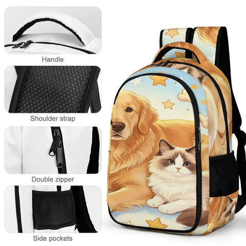 Fluffy Pet Friends Printed Unisex Backpack With Large Capacity Dope Everyday Carry For School Work and Travel Durable Daypack