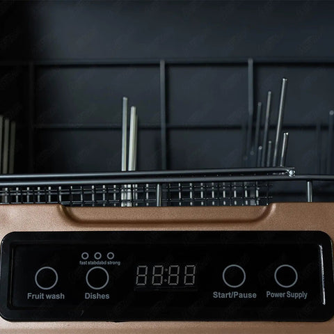 Close-up of control panel on Reliable Countertop Dishwasher With High Temp Air Dry Three Wash Modes And 360 Rotate Spray.