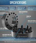 Bullet Proof Hub Centric Wheel Spacers 2 Inch Thick Forged 6061 Aluminum 8X6.5 Bolt Pattern 116.7mm Bore M14x1.5 Studs Fits CHEVY Silverado GMC Sierra 2500 3500 Front Only Roll Wider Today - specifications diagram.