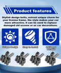 Fresh Hand Style License Plate Screw Kit Stainless Steel Finger Fastener Bolts for Cars Trucks and Vehicles Black Set of 4 unique design bolts.