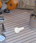 Marine Thru Hull Drain Outlet For Boats And Yachts With Straight Air Vent Garboard Drain on yacht deck.