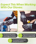 Cut Resistant Work Gloves 00-840 ANSI A4 Graphene Nitrile Coated, machine washable, worn by workers using tools and equipment.