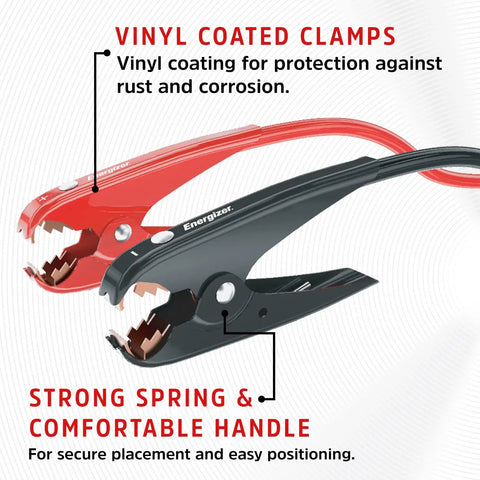 Red and black vinyl coated clamps from Jumper Cables 30 Feet 1 Gauge 800 Amp With Permanent Installation Kit And Quick Connect Plug