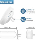 Night Light Plug In Wall 1W 5000K Daylight LED With Dusk To Dawn Sensor Dimmable 0 To 100LM size and details