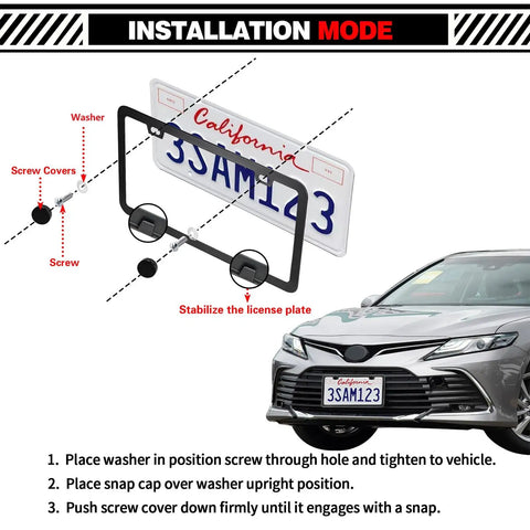 Installation guide for Two Pack Matte Black License Plate Frames With Two Holes, Rustproof Aluminum Plate Holder, Weatherproof Car Plate Cover