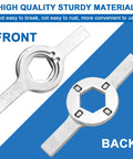 Front and back views of AMI PARTS TB123A tub nut wrench, chrome-plated steel, 1-11/16 in, GE/Whirlpool washers.