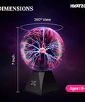 7 Inch Plasma Ball Lamp with lightning effects for parties and STEM learning, interactive energy sphere with 360° view.