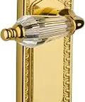 Old School Egg And Dart Plate With Parlor Lever Passage Door Knob Set In Polished Brass on decorative backplate