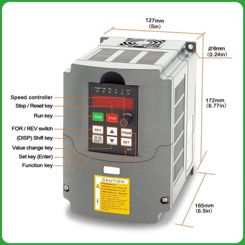 Beefy 2.2KW 220V 10A Variable Frequency Drive Inverter VFD For Precise Motor Control, Industrial Grade Power Converter, High Efficiency Inverter With Adjustable Speed And Built Tough For Demanding Setups front view with keypad and 127mm size