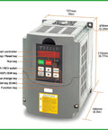 Straight Up 2.2KW 220V 10A Variable Frequency Drive Inverter with control panel and key functions for motor speed adjustment.
