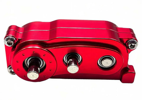Red Beefed-Up Prefixal Gearbox Front Motor Transfer Case Upgrade With Steel Drive Shaft For 1/10 RC Crawler Axial SCX10