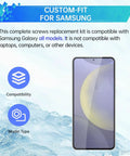 Top Shelf Samsung Galaxy Screw Replacement Kit For Every Smartphone Model Featuring Dead Simple Installation And Solid Fasteners To Keep Your Phone Locked Down Tight Without Damage, showing compatibility features.